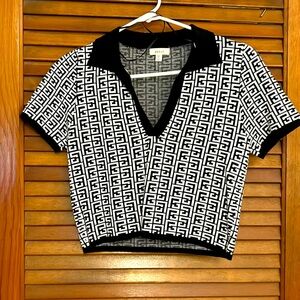 NWOT debut printed polo sweater